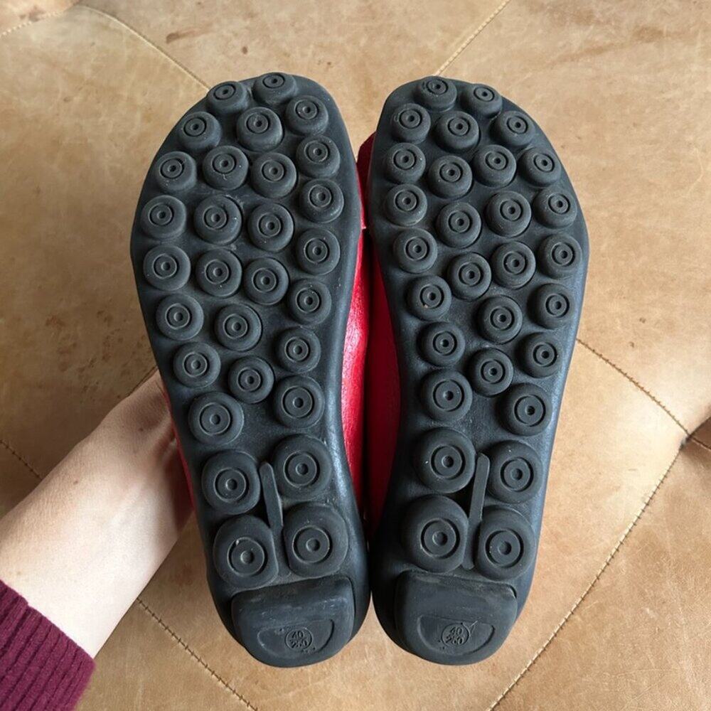 Red Lagenlook Art Teacher Ballet Flats Romantic Flower Soft Leather Shoes, 7.5 - Picture 6 of 11